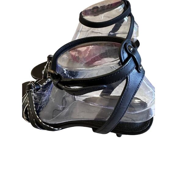 Coach Meg Matte Calf/Land Snake Heels Black-White size 8.5 kitten heel - Picture 4 of 10